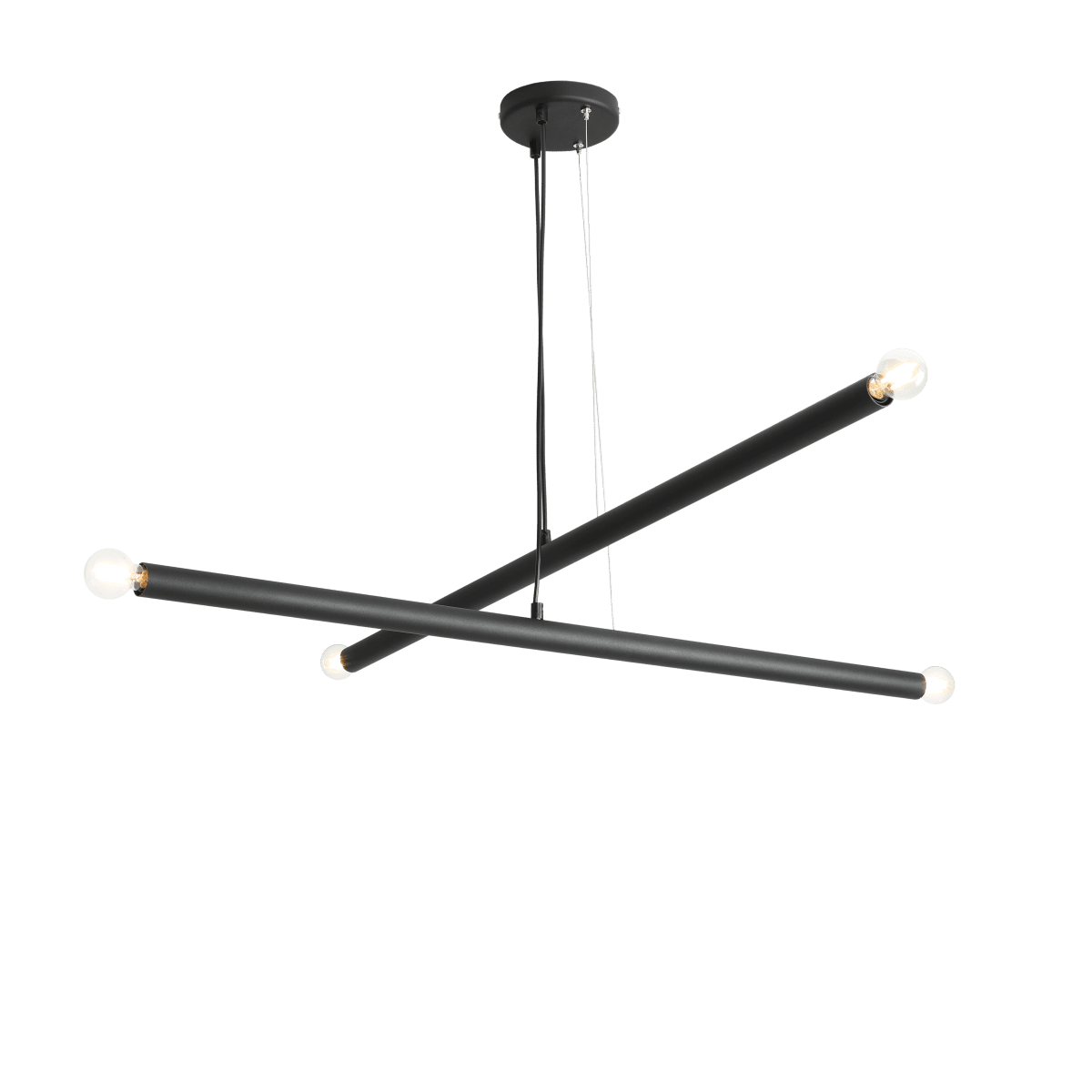 Tubo 4 100cm Noir suspension De Artera - Chaque tube mesure 100 cm de long et 3,2 cm de diamètre, et est équipé d'une source lumineuse à chaque extrémité.