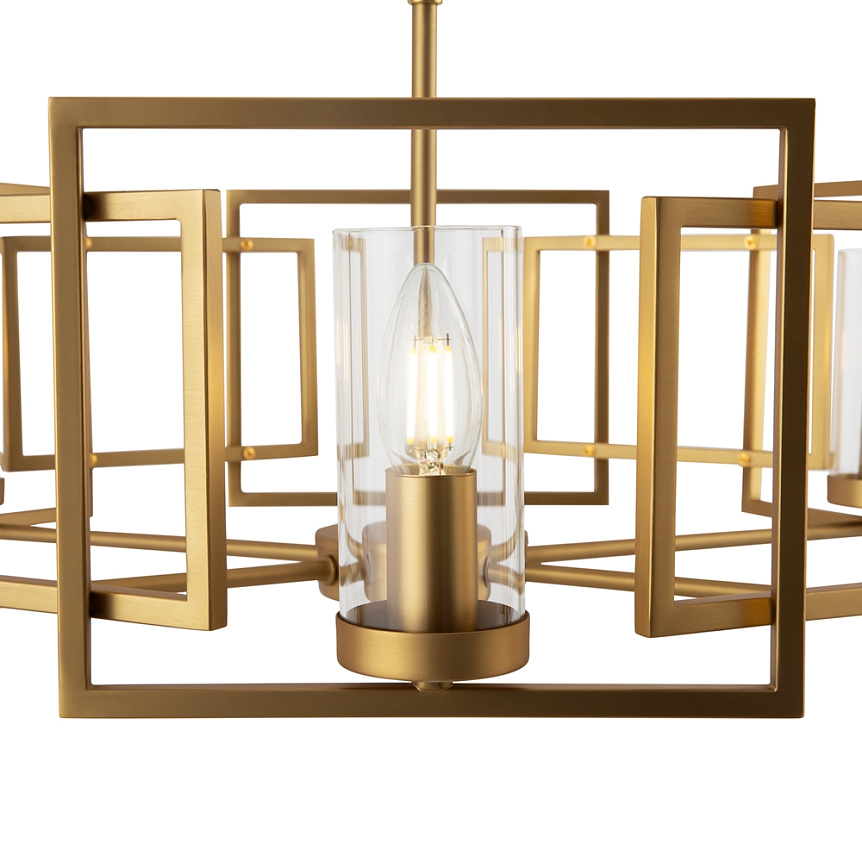 Bowi Ø65 Or suspension De Maytoni - Les d&ocirc;mes cylindriques en verre transparent entourent les sources lumineuses et assurent une distribution lumineuse atmosph&eacute;rique dans la pi&egrave;ce.