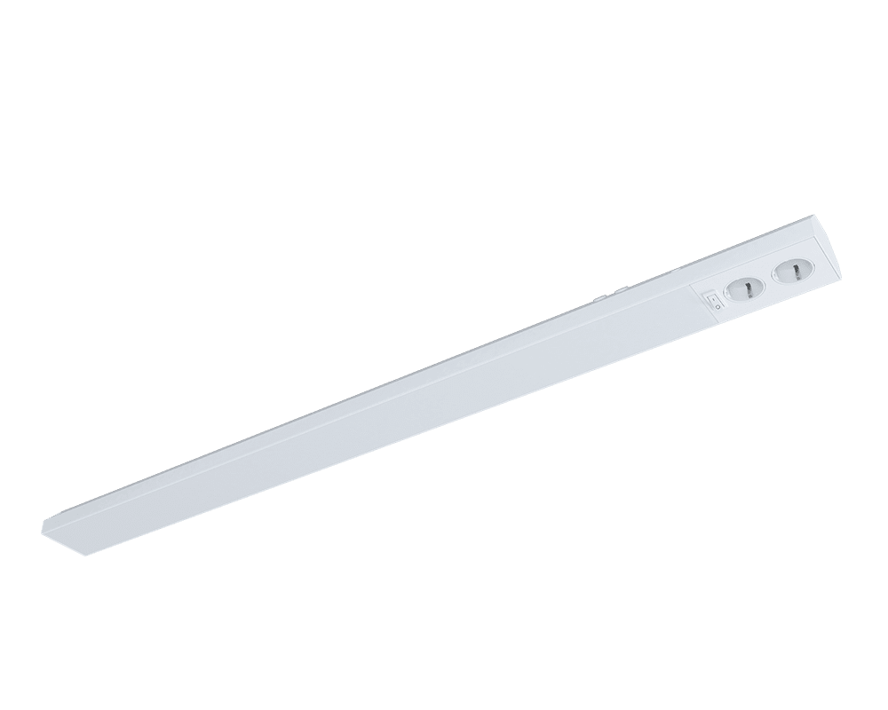  Acis Prise Murale 110cm Blanc De Westal - Il est fabriqué en aluminium extrudé avec un diffuseur opale, dispose de deux entrées de câbles et d'un interrupteur à bascule sur le devant.
