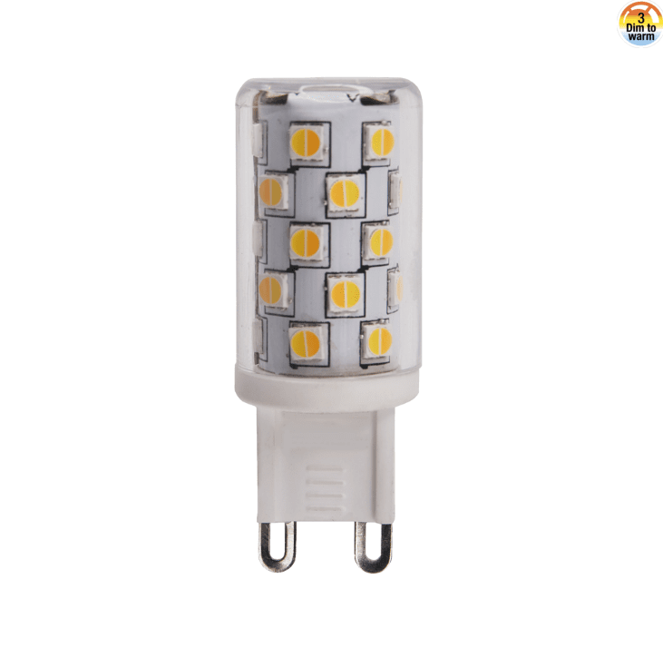 LED G9 4W 3 niveaux Dim to Warm De Unison - LED G9 4 W, fonction de gradation &agrave; 3 niveaux jusqu'&agrave; chaud, gradation &agrave; m&eacute;moireLa nouvelle G9 r&eacute;volutionnaire qui fonctionne d'une simple pression sur un bouton&nbsp;; L'interrupteur/variateur d'alimentation modifie la temp&eacute;rature de couleur de 3000K, 2500K et 2200K.