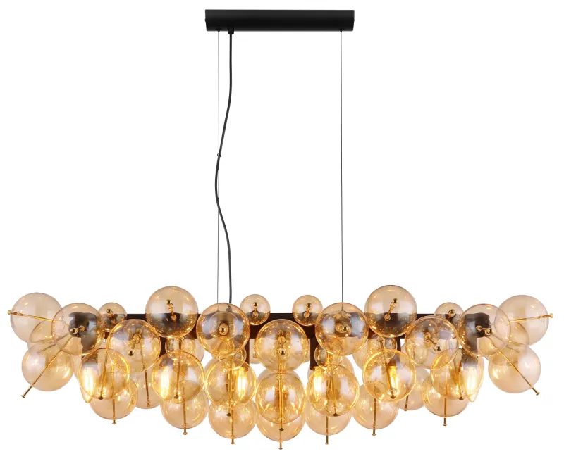 Udo 120cm Ambre suspension De Globo Lighting - Den mattsvarta metallen ger lampan en sofistikerad och modern k&auml;nsla.