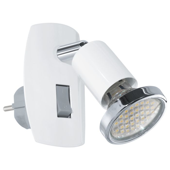 Mini 4 Blanc lampe de lecture De Eglo - Il y a une prise à l'arrière de la lampe pour que la lampe puisse être branchée directement sur la prise murale.