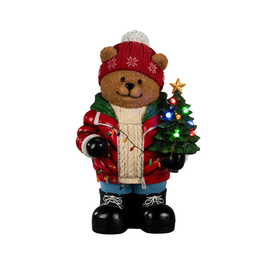 Grand Ours En Peluche 66cm Multicolore De Konstsmide - R&eacute;pandez l'esprit de No&euml;l avec cet adorable ours en peluche en v&ecirc;tements d'hiver !