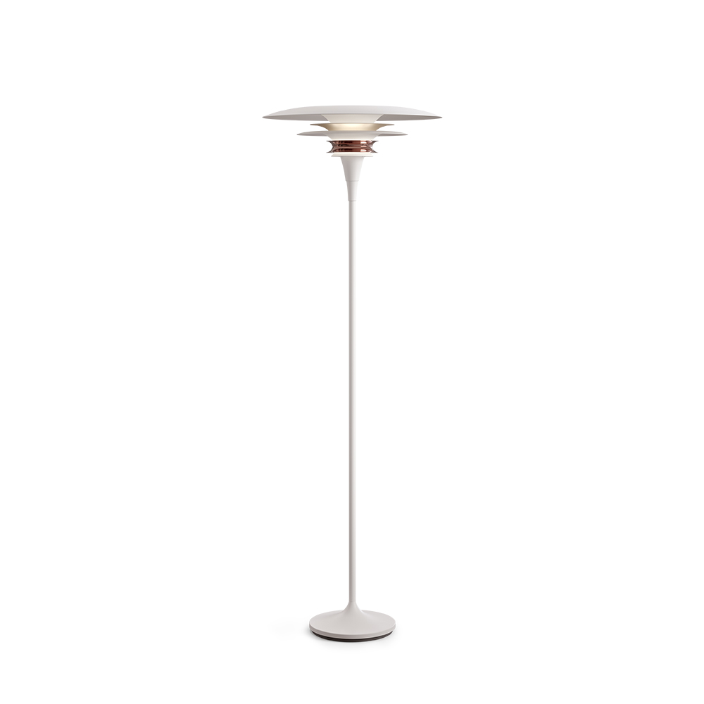 Diablo Ø50 Blanc/rosé lampadaire De Belid - Disponible en plusieurs combinaisons de couleurs, notamment un mélange saisissant de blanc mat et de rose, il crée un look à la fois moderne et saisissant.