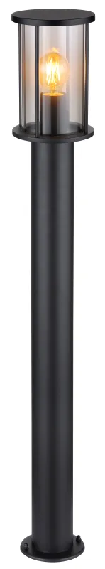 Gracey 100cm Noir bornes De Globo Lighting - Gracey &auml;r en pollare i stilren design, tillverkad av mattsvart rostfritt st&aring;l och har en r&ouml;kf&auml;rgad glassk&auml;rm.