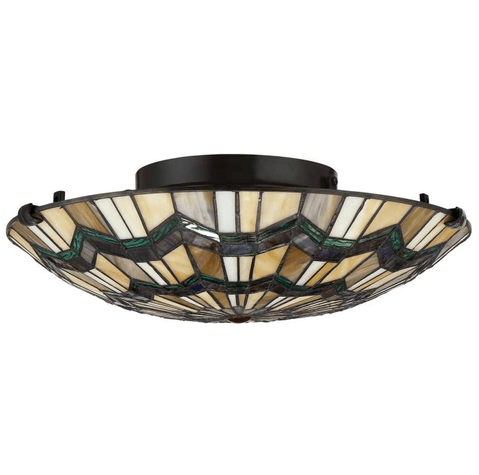 Alscott Ø42 Multicolore De Elstead Lighting - La base de lampe classique est élégamment finie en bronze et souligne le caractère intemporel et artisanal du design.