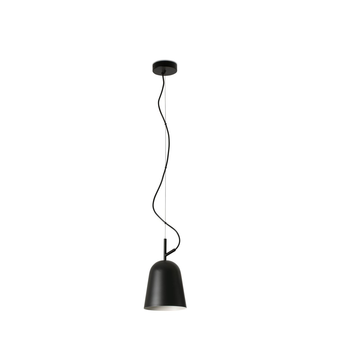  Studio Ø16 Noir suspension De Faro Barcelona - Son abat-jour noir et son format compact en font un luminaire id&eacute;al pour les cuisines, les espaces de travail ou les environnements cr&eacute;atifs.