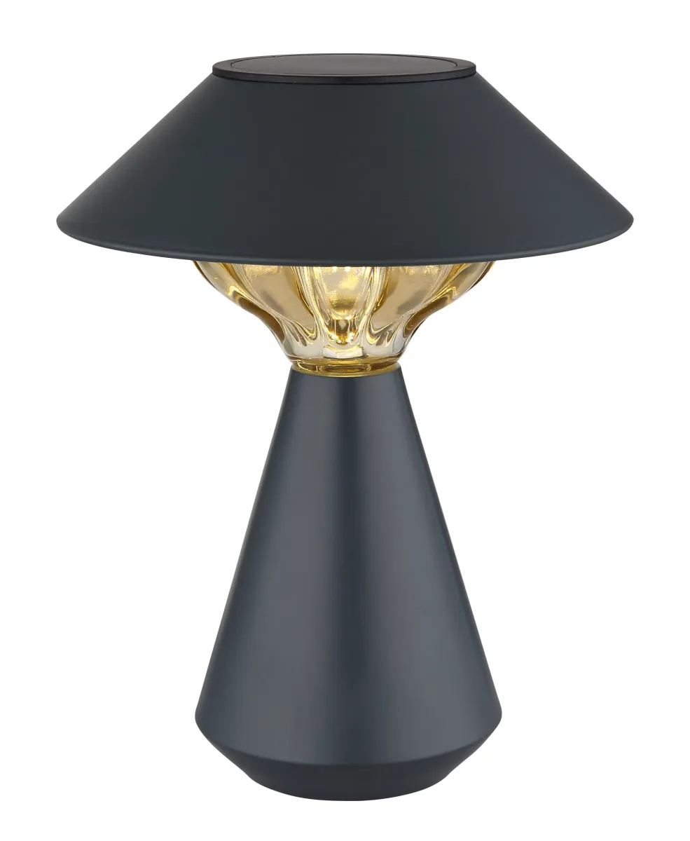 Cup LED Anthracite lampe solaire De Globo Lighting - Den diskreta designen sm&auml;lter in i alla milj&ouml;er och med IP44-klassning &auml;r den t&aring;lig mot v&auml;der och vind.