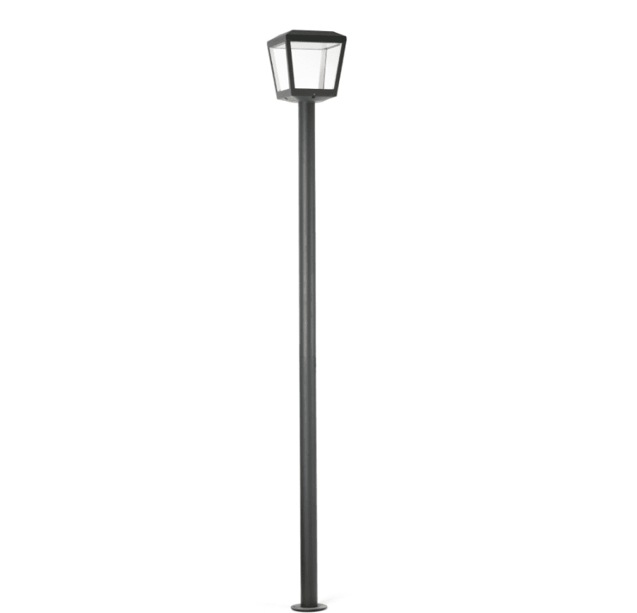 Plaza 220cm Gris lampadaire De Faro Barcelona - PLAZA est un m&acirc;t d'&eacute;clairage moderne pour terrasses et jardins avec technologie LED.