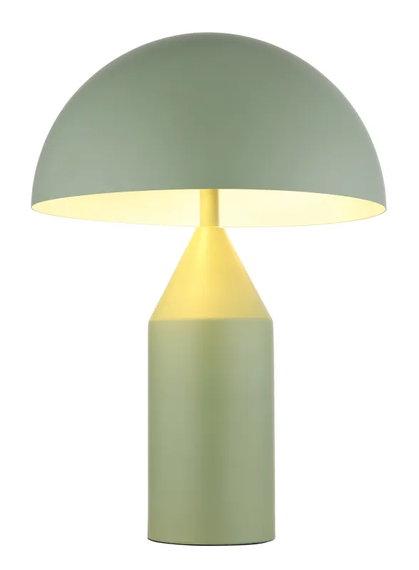 Atoma 40cm Vert lampe de table De Globo Lighting - Sk&auml;rmen i matt, d&aring;v gr&ouml;n f&auml;rg och vitt skapar en harmonisk kontrast och ger en behaglig ljusspridning.