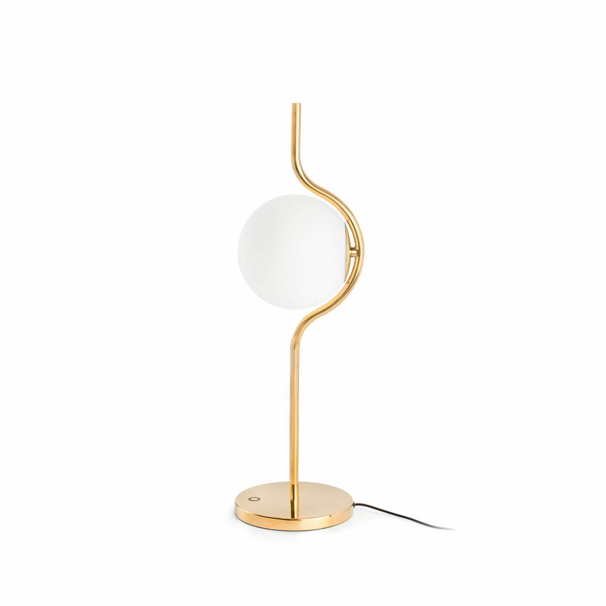 Le Vita 58cm Or lampe de table De Faro Barcelona - Cette lampe de table associe un abat-jour rond en verre &agrave; une structure m&eacute;tallique fine et &eacute;l&eacute;gante pour un look l&eacute;ger et moderne.