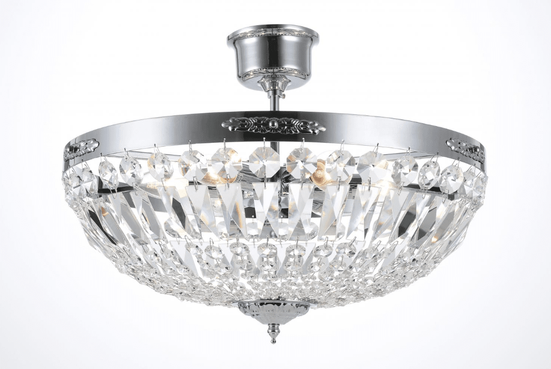 Rhea Ø50 Argent cristal De Norrsken Design - Avec des prismes en cristal K9 de classe 1 taillé à la main, il crée un jeu de lumière étincelant qui crée une atmosphère sophistiquée.