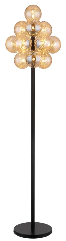 Conor Ambre lampadaire De Globo Lighting - Den stilrena kombinationen av metall och glas skapar en sofistikerad och trendig look som passar perfekt i b&aring;de moderna och klassiska interi&ouml;rer.