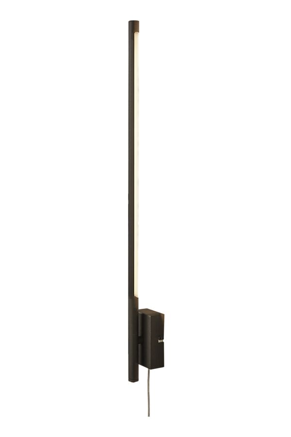 Stecco 65cm Noir applique murale De Aneta Lighting - Grâce à son design élégant, la lumière blanche chaude et indirecte prend tout son sens et illumine un coin sombre du couloir ou de la salle de télévision.