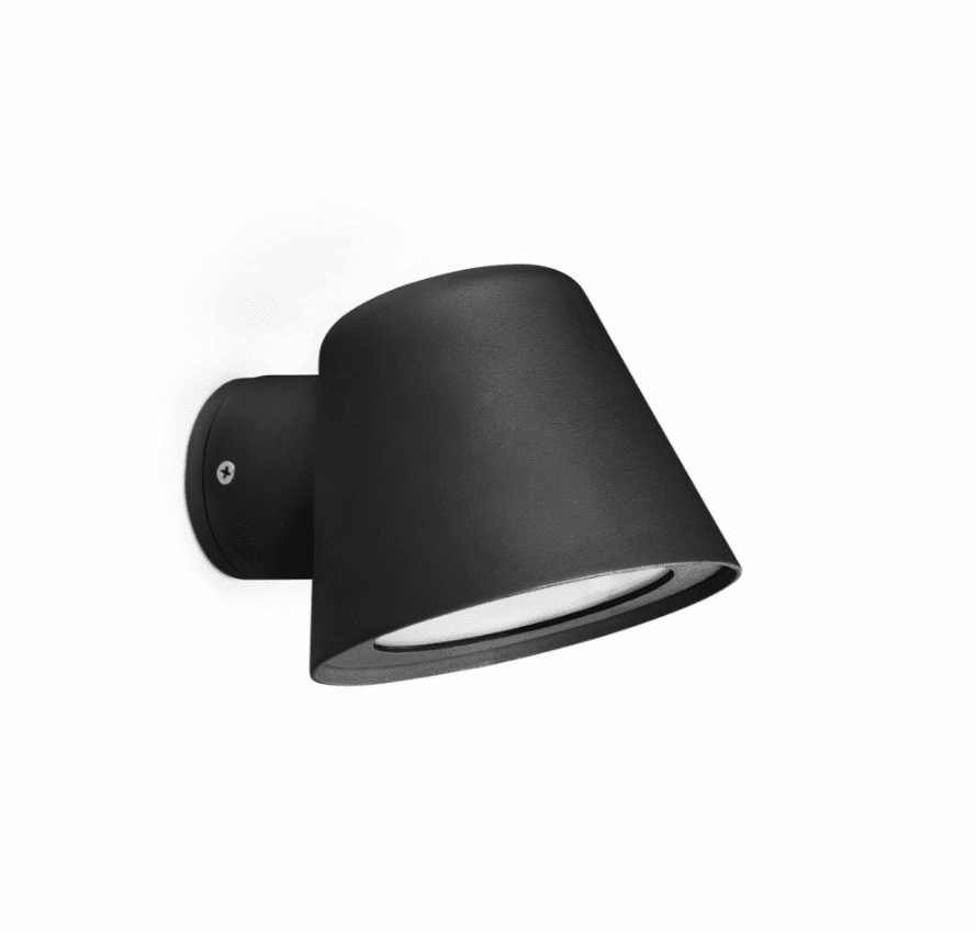  Gina Noir lampe d’extérieur De Faro Barcelona - Applique murale moderne pour &eacute;clairage ext&eacute;rieur en fonte d'aluminium avec abat-jour en verre transparent.