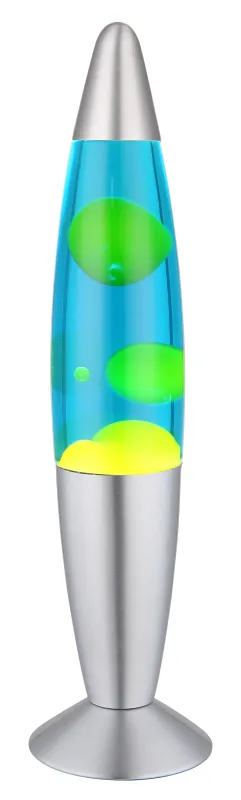 Etna Argent lampe pour enfant De Globo Lighting - Etna &auml;r en fascinerande lavalampa med bl&aring; v&auml;tska och gult vax som sm&auml;lter l&aring;ngsamt och skapar hypnotiska ljuseffekter.