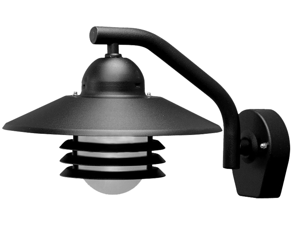 Tellus Noir lampe d’extérieur De Westal - L'applique murale Tellus Ned est une lampe de fabrication su&eacute;doise avec une douille E27 et un abat-jour en verre blanc qui entoure la source lumineuse et fournit une lumi&egrave;re diffuse.
