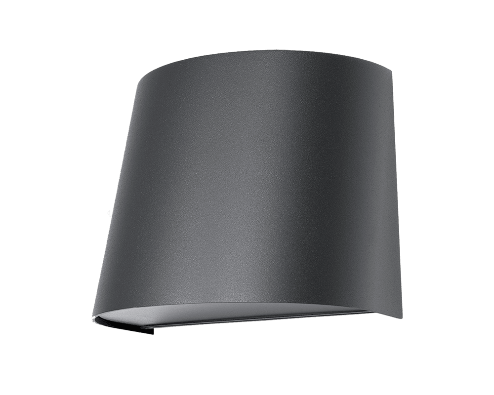 Mini Anthracite lampe d’extérieur De Westal - La mini applique murale est fabriqu&eacute;e en aluminium anodis&eacute;, est rev&ecirc;tue de poudre anthracite et dispose d'une protection anti-&eacute;blouissement en PET-G.