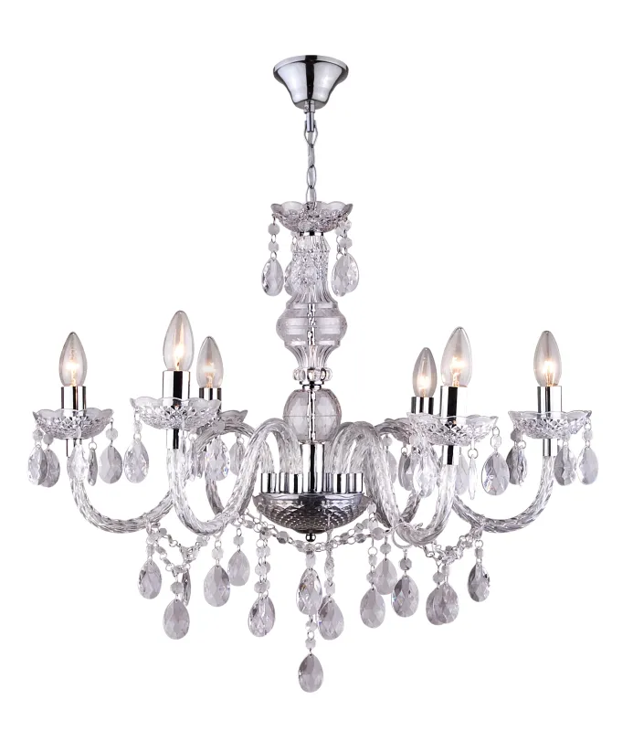 Cuimbra Ø65 Chrome cristal De Globo Lighting - Den krompl&auml;terade lampan &auml;r tillverkad i akryl och pryds av h&auml;ngande kristaller som ger ett lyxigt uttryck.