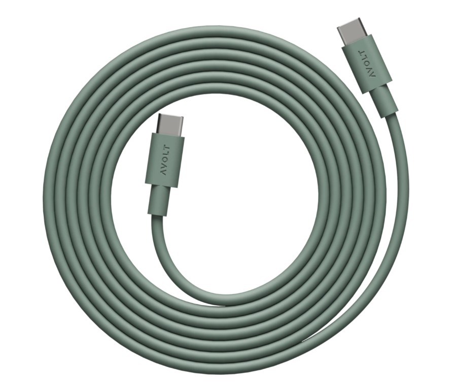 Cable 1 USB C to USB C Charging Cable, 2m Vert De Avolt - Le c&acirc;ble 1 USB-C vers USB-C d'Avolt combine une charge puissante avec un design scandinave &eacute;l&eacute;gant.