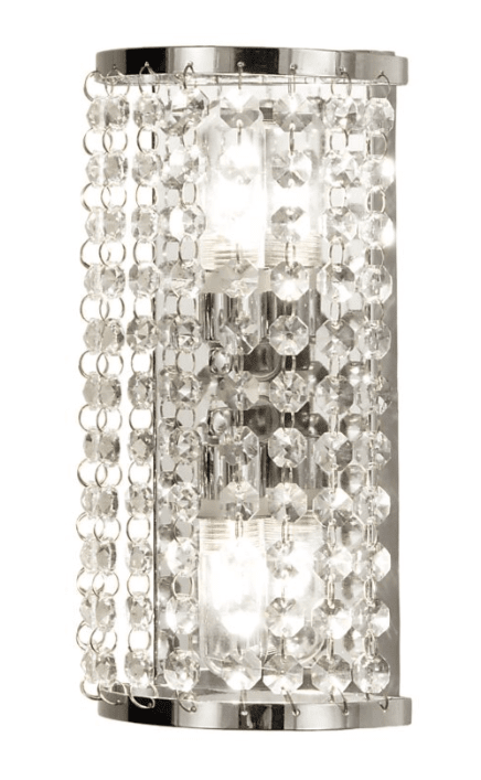 Teresa 25cm Chrome lampe de salle de bain De Aneta Lighting - La surface chrom&eacute;e brillante et les magnifiques cristaux suspendus &eacute;mettent une luxueuse lumi&egrave;re blanche chaude et cr&eacute;ent une atmosph&egrave;re sophistiqu&eacute;e.