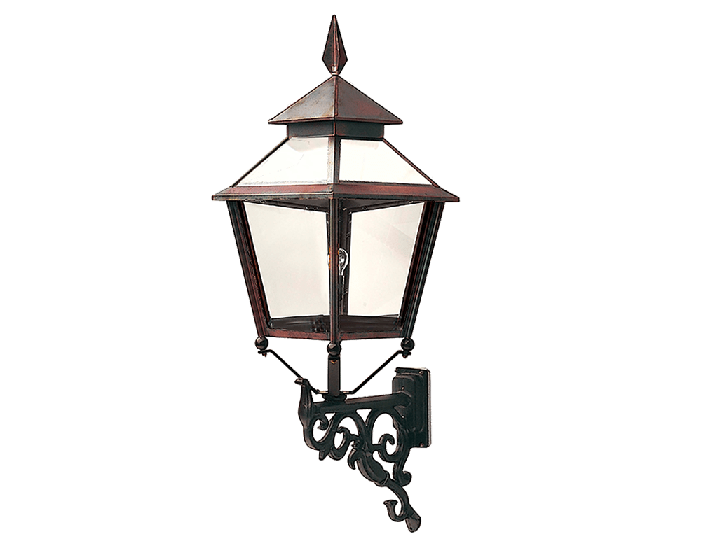 Eriksberg Cuivre oxydé lampe d’extérieur De Westal - La lanterne possède une partie inférieure en fer forgé noir antique et une partie supérieure en cuivre fortement oxydé, lui conférant un design élégant et intemporel.