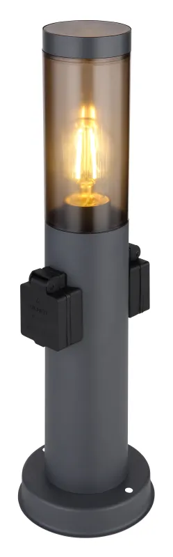 Boston 45cm Anthracite bornes De Globo Lighting - Tillverkad i rostfritt st&aring;l med en r&ouml;kf&auml;rgad plastsk&auml;rm ger den ett mjukt och behagligt ljus.