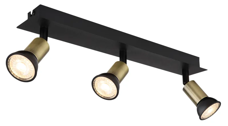 Drew 3 Or spot De Globo Lighting - Drew &auml;r en stilren takspotlight som imponerar med sin design i mattsvart och guld.