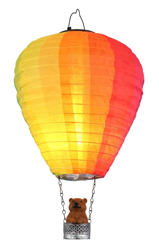Balloon Multicolore lampe solaire De Globo Lighting - Skapa en lekfull k&auml;nsla i tr&auml;dg&aring;rden med Balloon, en solcellsdriven dekoration inspirerad av en luftballong med en bj&ouml;rn i korgen.