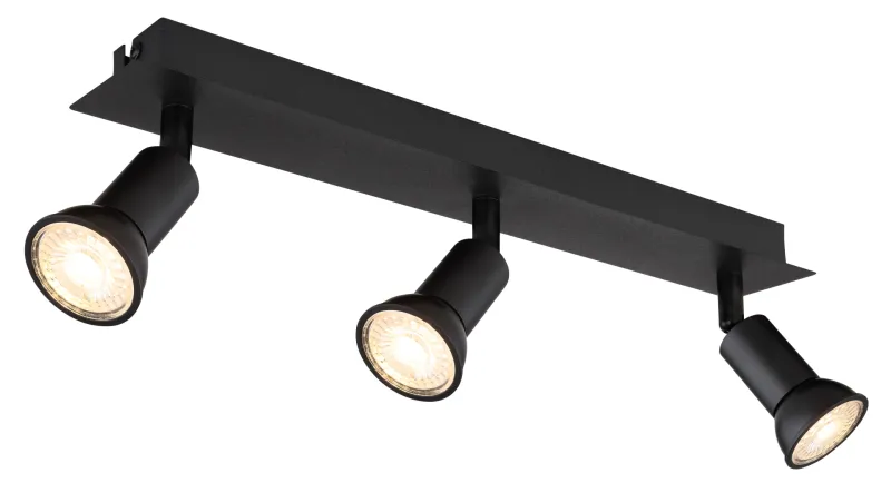 Drew 3 Noir spot De Globo Lighting - Drew &auml;r en stilren takspotlight som imponerar med sin enhetliga svarta design.