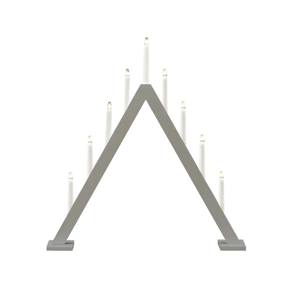 Candelabra 9 Lights Gris De Konstsmide - Cr&eacute;ez une ambiance de No&euml;l &eacute;l&eacute;gante et moderne avec cet &eacute;l&eacute;gant bougeoir de l'Avent en bois laqu&eacute; gris.