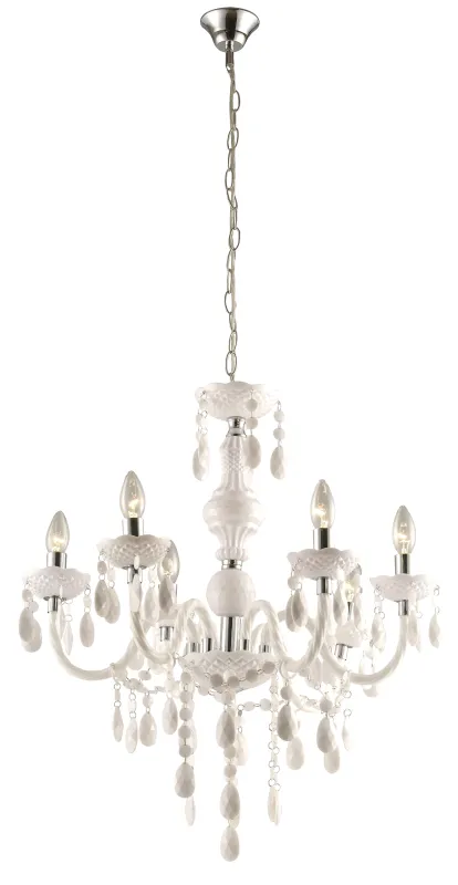Cuimbra Ø65 Blanc cristal De Globo Lighting - Dess krom- och vitf&auml;rgade yta tillsammans med h&auml;ngande kristaller skapar ett sofistikerat uttryck.
