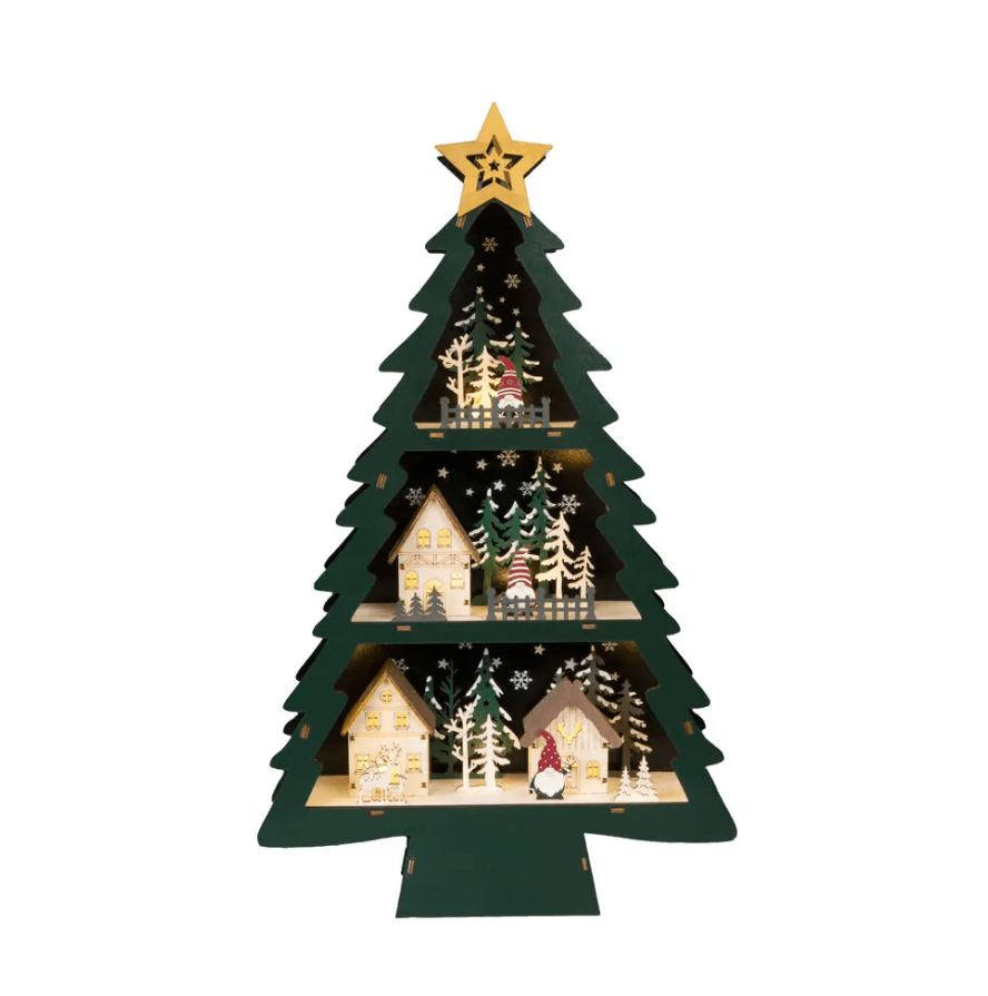 Silhouette Sapin De Noël Vert De Konstsmide - Belle d&eacute;coration en forme de sapin de No&euml;l enti&egrave;rement en bois.