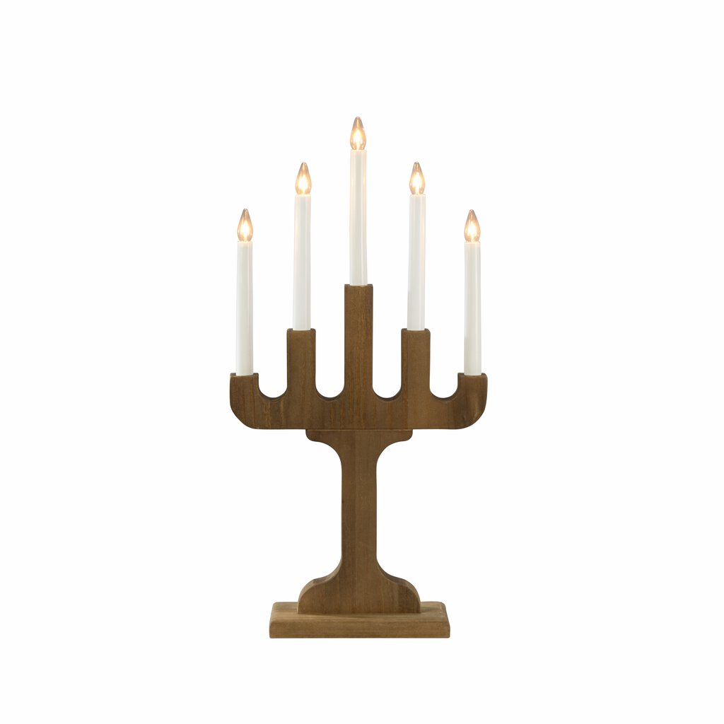 Candelabra 5 Lights Noyer De Konstsmide - Bougeoir en bois &eacute;l&eacute;gant&auml; avec une belle couleur noyer &ndash; Une d&eacute;coration classique et &eacute;l&eacute;gante pour les fen&ecirc;tres ou les tables.