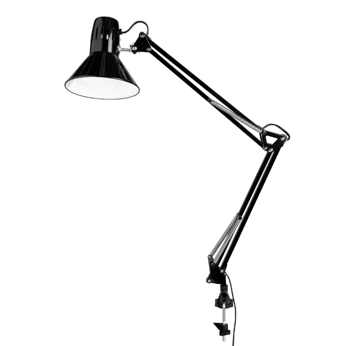 Venla Noir lampe à pince De Airam - C&acirc;ble de raccordement de 1,7 m et interrupteur marche/arr&ecirc;t.