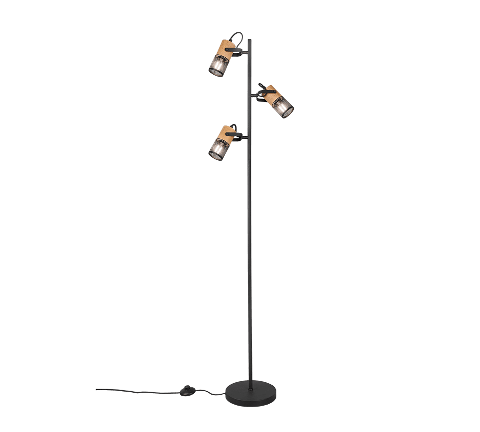 Tosh 3 Noir lampadaire De Trio Lighting - 