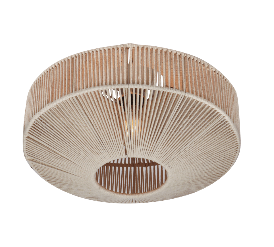 Svea Ø46 Beige plafonnier De Trio Lighting - Son abat-jour en coton soigneusement tiss&eacute; cr&eacute;e un magnifique jeu de lumi&egrave;re et conf&egrave;re &agrave; la pi&egrave;ce une ambiance chaleureuse et dynamique.