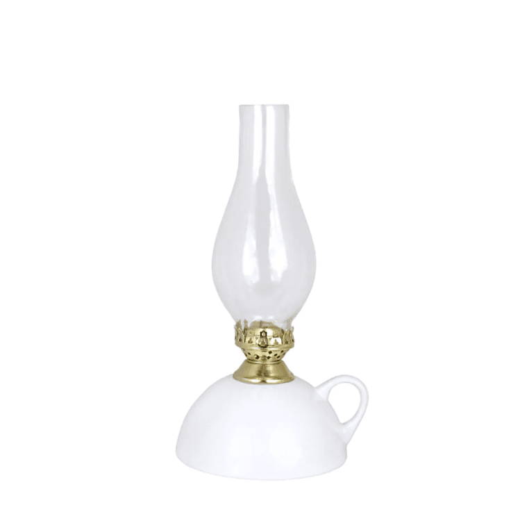 Ceramic kerosene lamp with handle Blanc De Strömshaga - Convient &agrave; la m&egrave;che num&eacute;ro de pi&egrave;ce 116210 et au tube de br&ucirc;leur num&eacute;ro de pi&egrave;ce 128118G.
