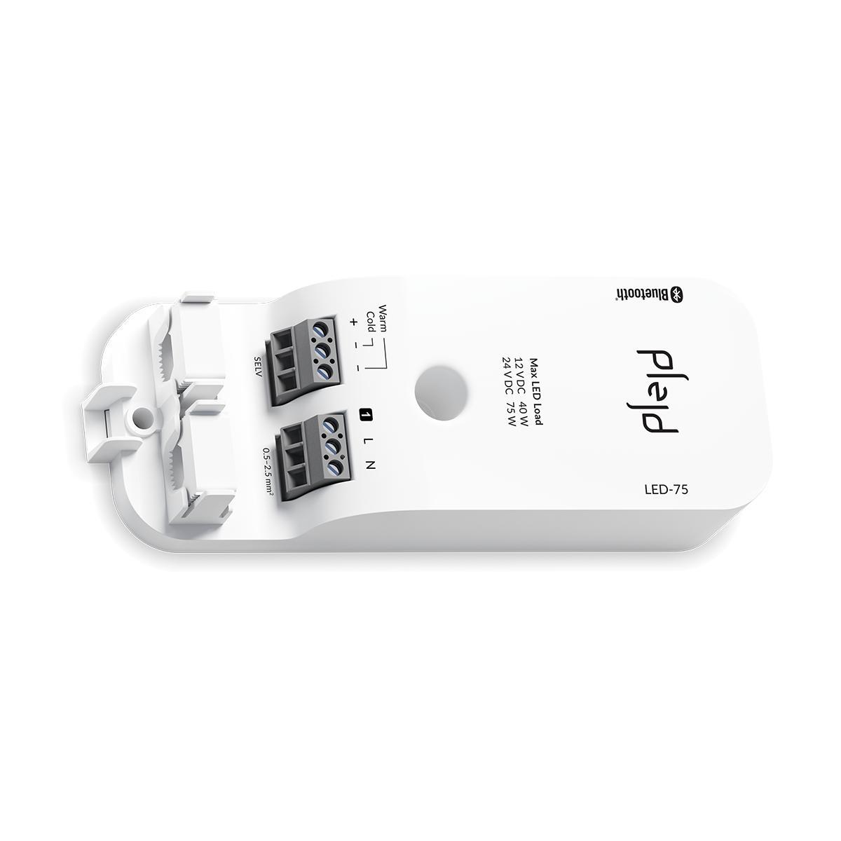 LED Driver,12/24VDC Tunable White De Plejd - Ce produit dispose d'une entr&eacute;e de commande et peut &eacute;galement &ecirc;tre contr&ocirc;l&eacute; sans fil via l'application ou d'autres produits Plejd.