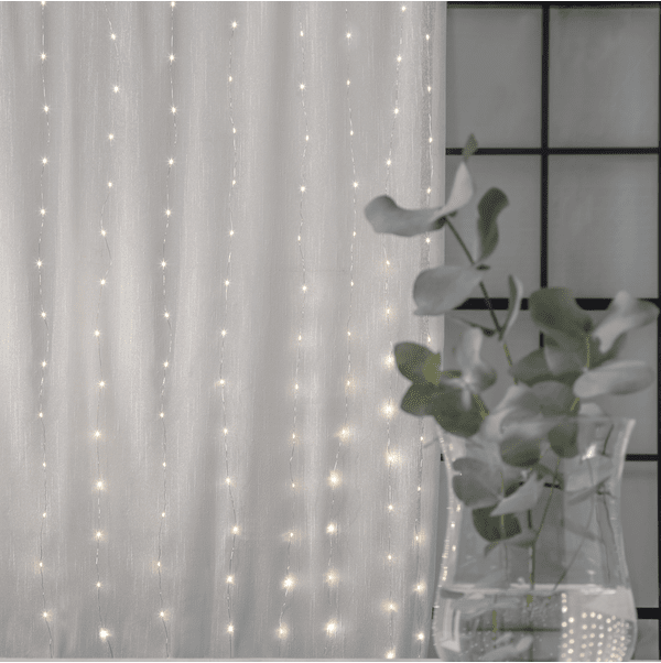 Rideau Lumineux Dew Drop 2m Argent De Star Trading - Magnifique n&oelig;ud d&eacute;coratif avec gouttes de ros&eacute;e pour une utilisation en int&eacute;rieur.