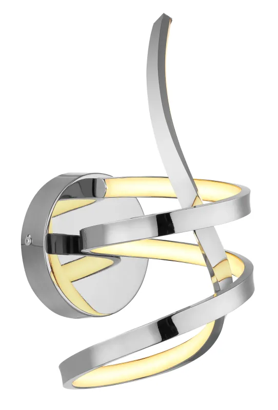 Iduna Ø35 Chrome applique murale De Globo Lighting - Iduna &auml;r en v&auml;gglampa som imponerar med sin unika design, d&auml;r den eleganta b&ouml;jda formen och den stilfulla knuten i mitten skapar en modern estetik.