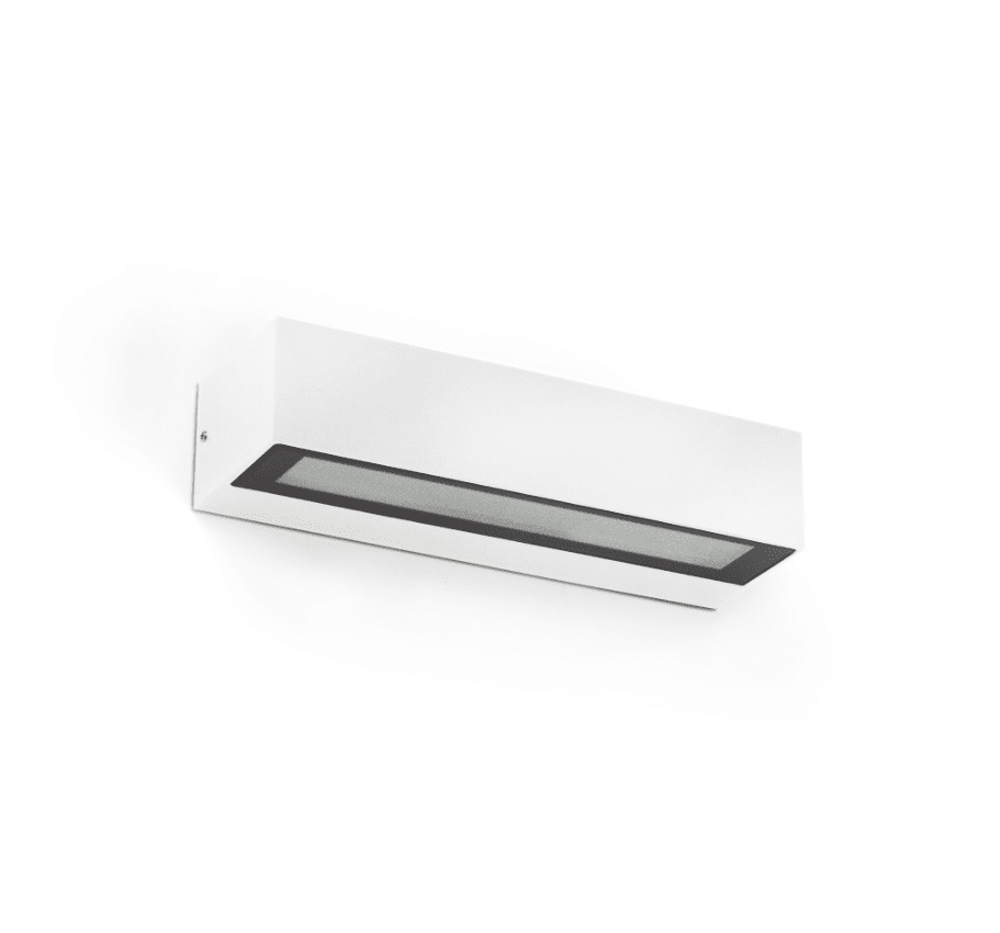 Lako Blanc lampe d’extérieur De Faro Barcelona - LAKO est une applique murale pour &eacute;clairage ext&eacute;rieur en fonte d'aluminium et abat-jour en verre.