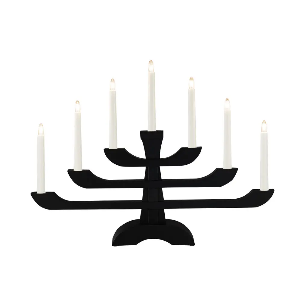 Candelabra 7 Lights Noir De Konstsmide - Livr&eacute; avec un c&acirc;ble blanc de 1,7 m, un interrupteur d'alimentation et une prise.