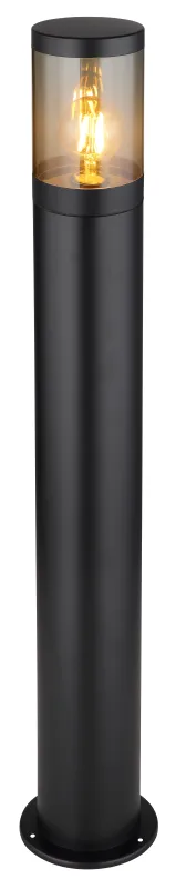 Xeloo 80cm Noir bornes De Globo Lighting - Tillverkad i rostfritt st&aring;l med en r&ouml;kf&auml;rgad plastsk&auml;rm ger den ett mjukt och behagligt ljus.