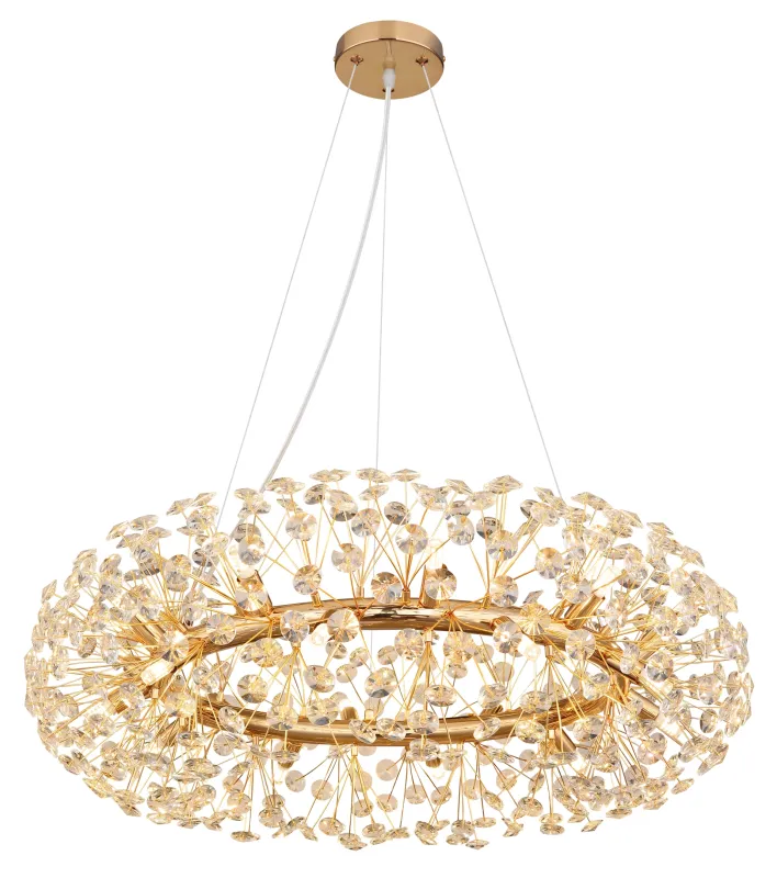 Katrina Ø80 Or cristal De Globo Lighting - Katrina &auml;r en elegant rund kristallkrona i gyllene metall med gnistrande K9-kristaller som skapar en sofistikerad och lyxig atmosf&auml;r i ditt hem.