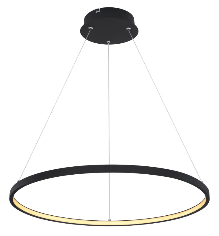 Ralph Ø60 Noir suspension De Globo Lighting - Den moderna, runda takpendeln Ralph i mattsvart &auml;r en stilren blickf&aring;ngare i ditt hem.