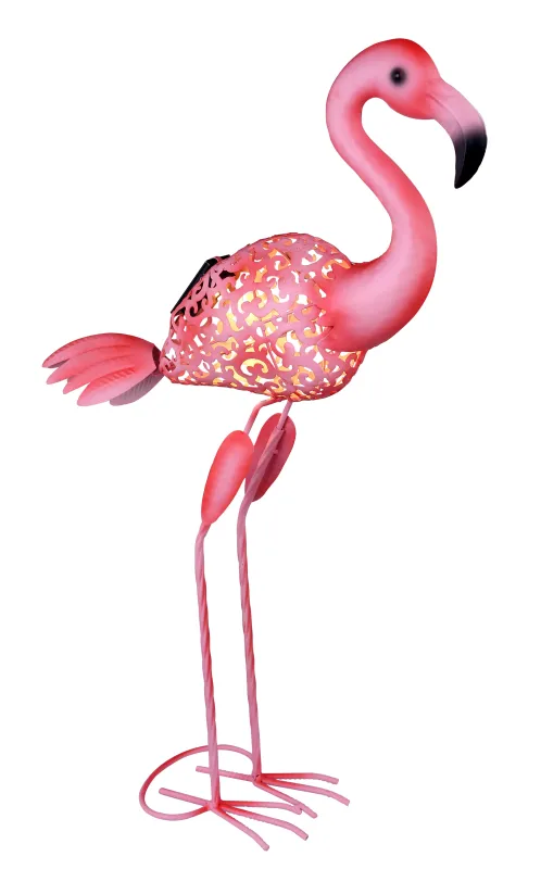 Flamingo Rose lampe solaire De Globo Lighting - Lys upp tr&auml;dg&aring;rden med en charmig flamingo i solcellsbelysning!