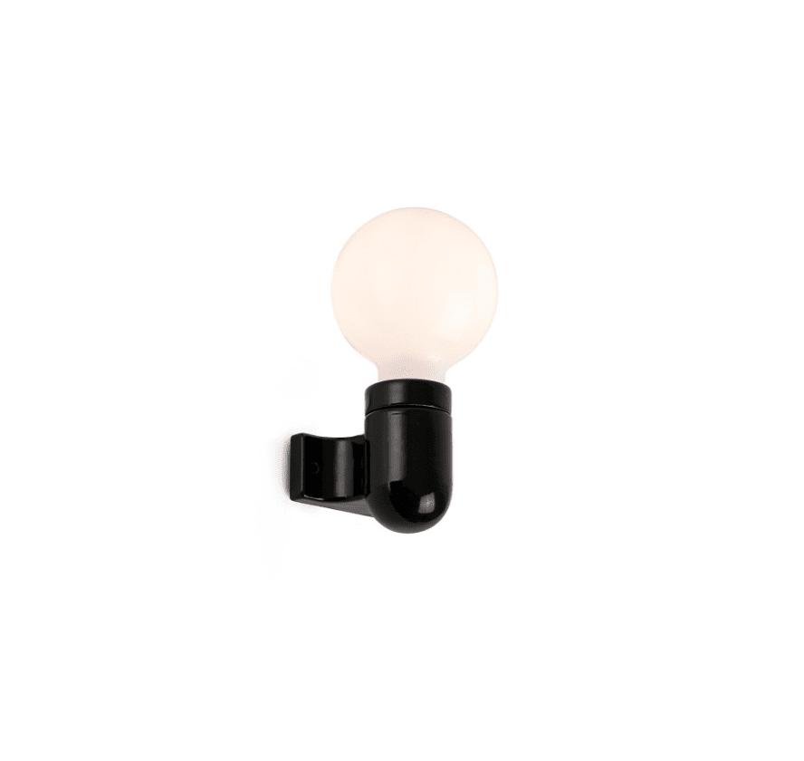  Sera Noir applique murale De Faro Barcelona - Veuillez le compléter avec une source lumineuse opale E27 95 mm pour correspondre à l'image du produit.