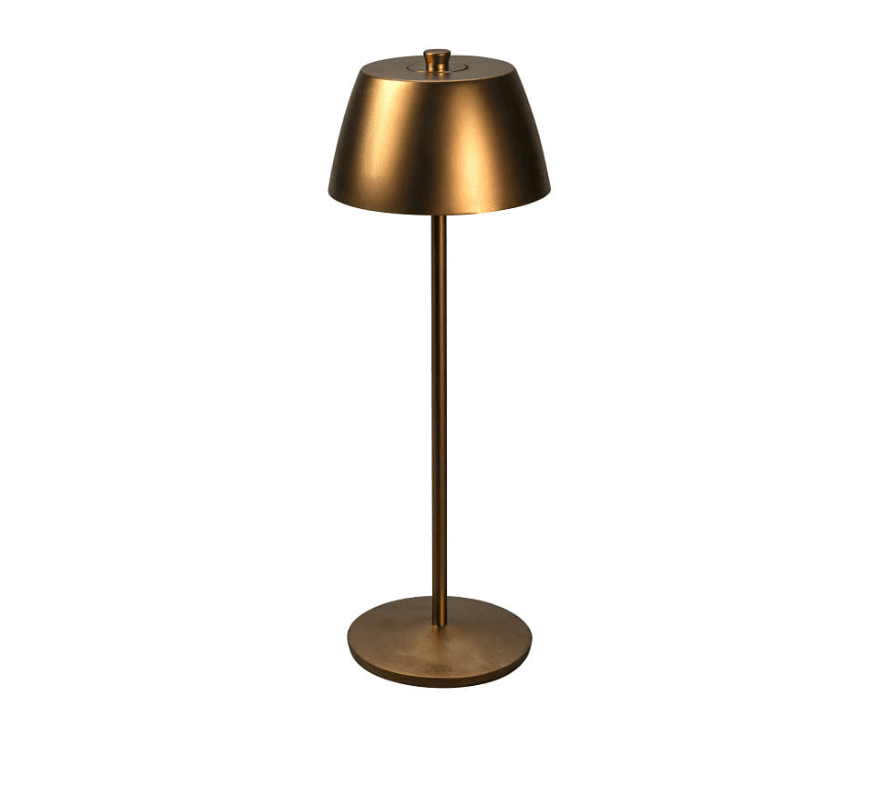 Èze 32cm Cuivre mat portable De Konstsmide - La lampe est équipée d'un variateur tactile pour que vous puissiez régler la luminosité et la température de couleur de la lumière jaune chaude à la lumière blanche chaude.