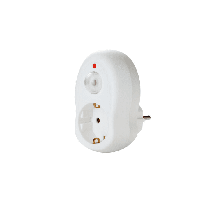 Prise Avec Interrupteur Crépusculaire De Airam - Cette prise avec relais cr&eacute;pusculaire allume automatiquement une lumi&egrave;re lorsque l'obscurit&eacute; tombe (On ; 30 lx, Off ; 150 lx).